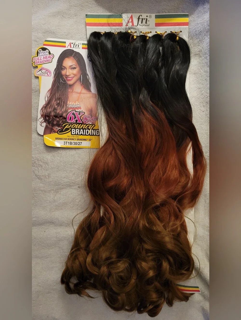 Bouncy Braiding Hair - Ombre Black to Brown (3T1B/30/27)